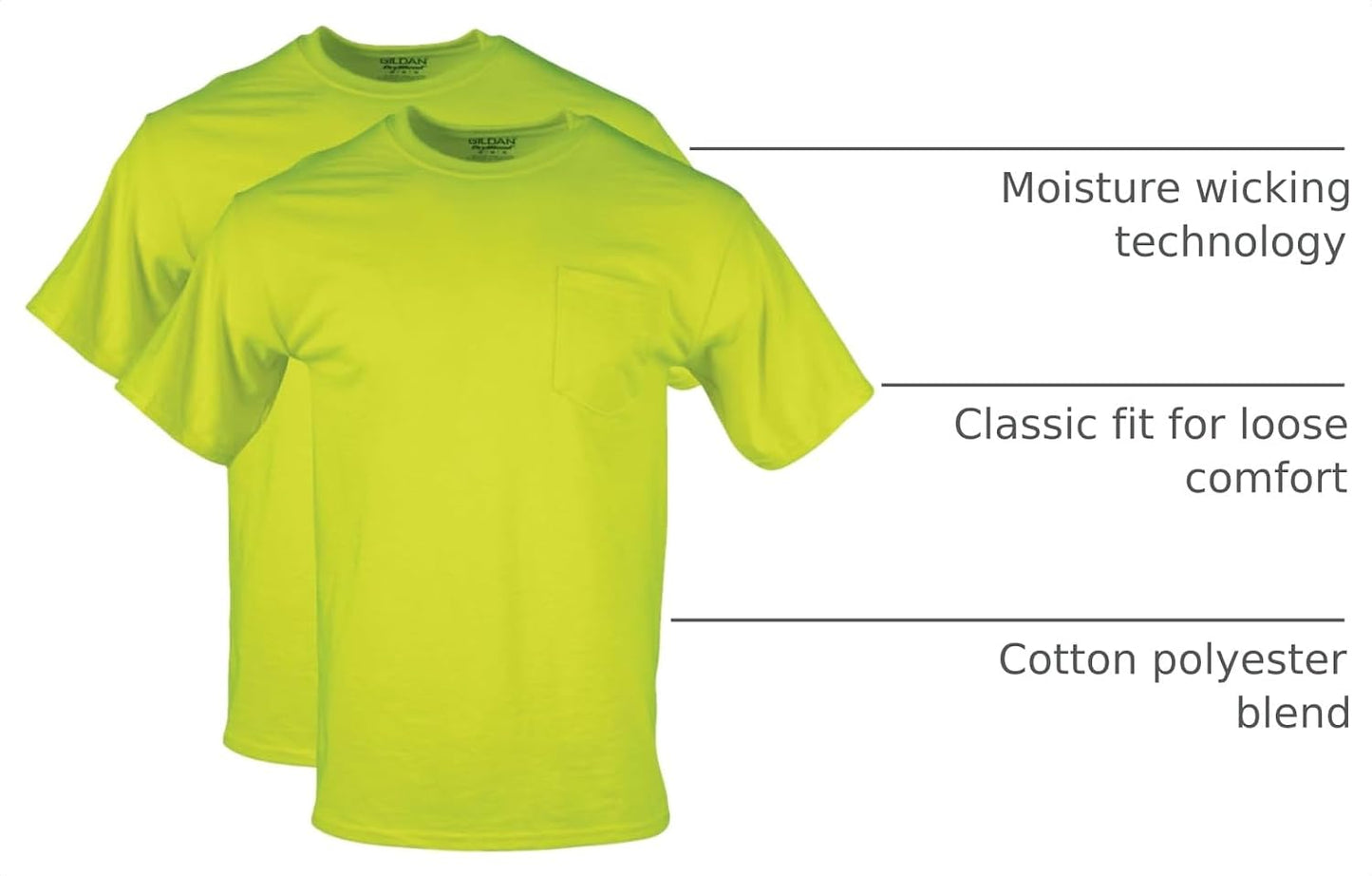 HOTGildan Unisex Adult DryBlend Workwear T-Shirts with Pocket, 2-Pack
