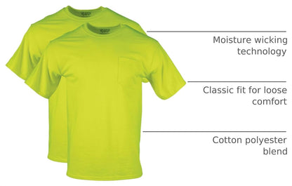 HOTGildan Unisex Adult DryBlend Workwear T-Shirts with Pocket, 2-Pack