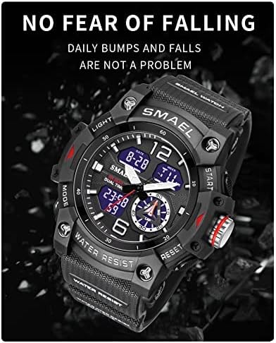 HOTGosasa Men's Large Face Outdoor Sports Watches Military S-Shock Watch Waterproof, Backlight, Alarm, Stopwatch Features - Rugged Wristwatch for Training, Hiking, and Adventure