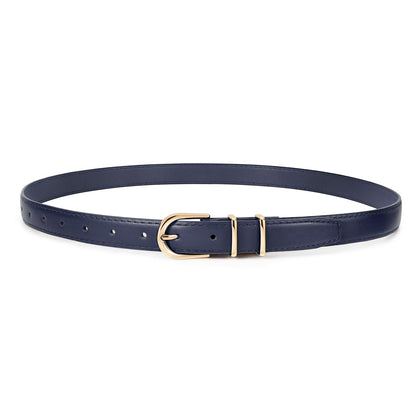 HOTJASGOOD Women Skinny Leather Belt for Jeans Pants Fashion Ladies Thin Belt for Dress with Gold Single Prong Buckle