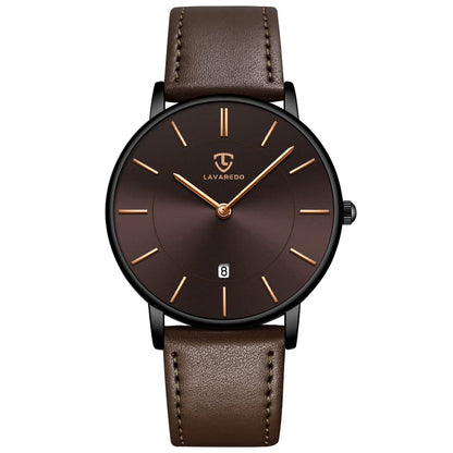 HOTBEN NEVIS Watch, Mens Watch, Minimalist Fashion Simple Wrist Watch Analog Date with Leather Strap