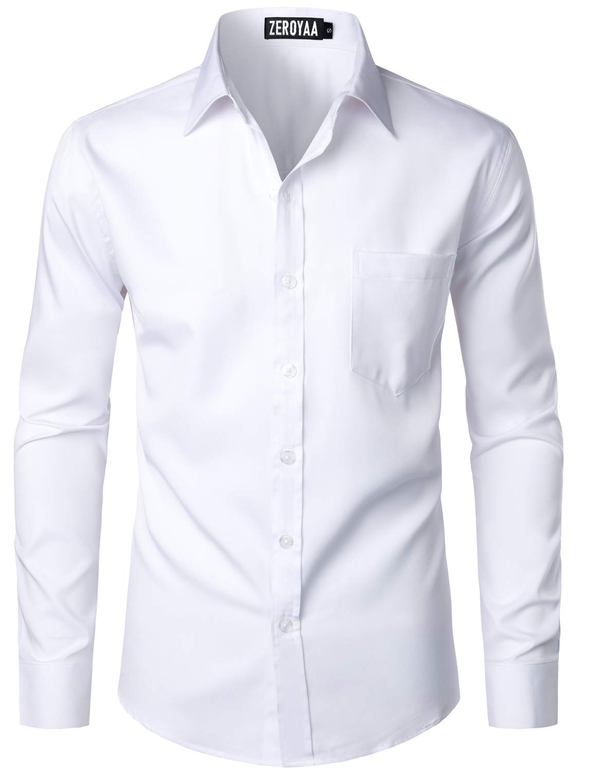 HOTZEROYAA Men's Urban Stylish Casual Business Slim Fit Long Sleeve Button Up Dress Shirt with Pocket