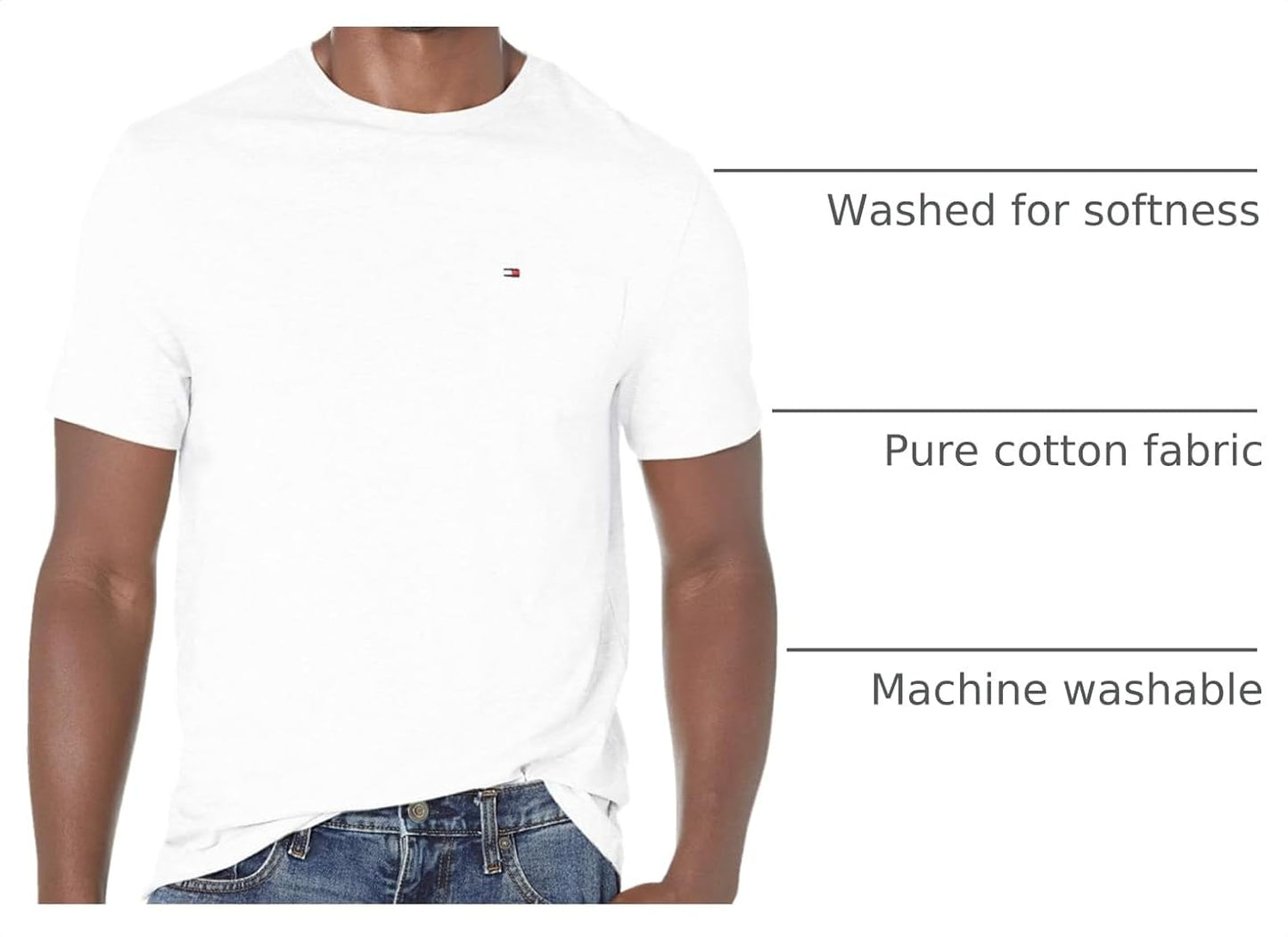 HOTTommy Hilfiger Men's Essential Short Sleeve Cotton Crewneck Pocket T-Shirt