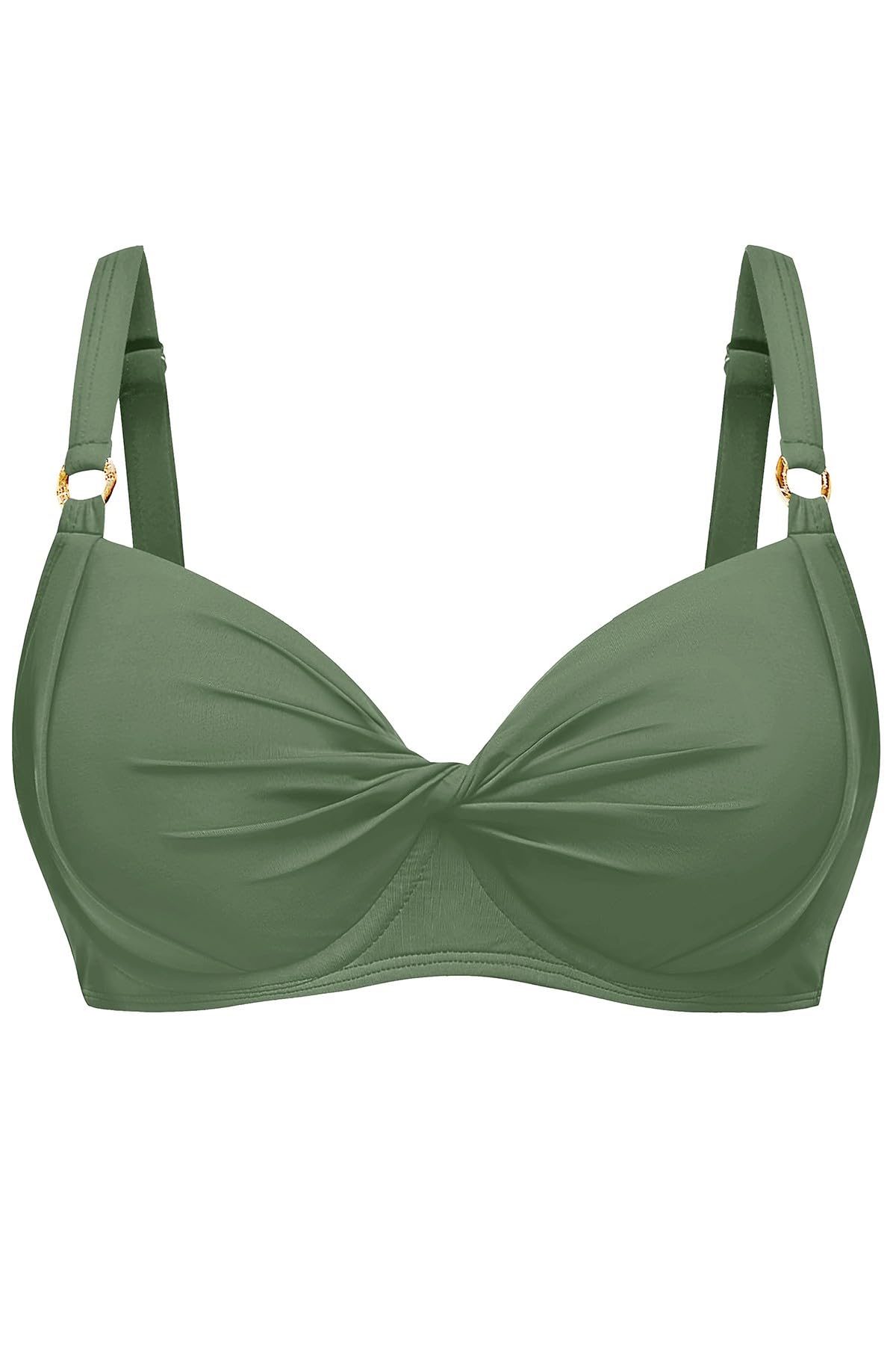 HOTWomen Underwire Bikini Top - Bra Padded Push Up Swimsuit Top | Twist Front Design, Wide Adjustable Straps,Unremovable Cups for Fixed Lift,Full Lining,3-gear Adjustable Hook Closure