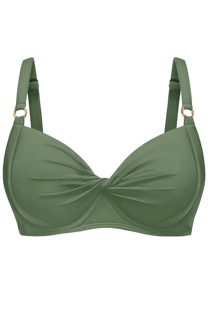 HOTWomen Underwire Bikini Top - Bra Padded Push Up Swimsuit Top | Twist Front Design, Wide Adjustable Straps,Unremovable Cups for Fixed Lift,Full Lining,3-gear Adjustable Hook Closure