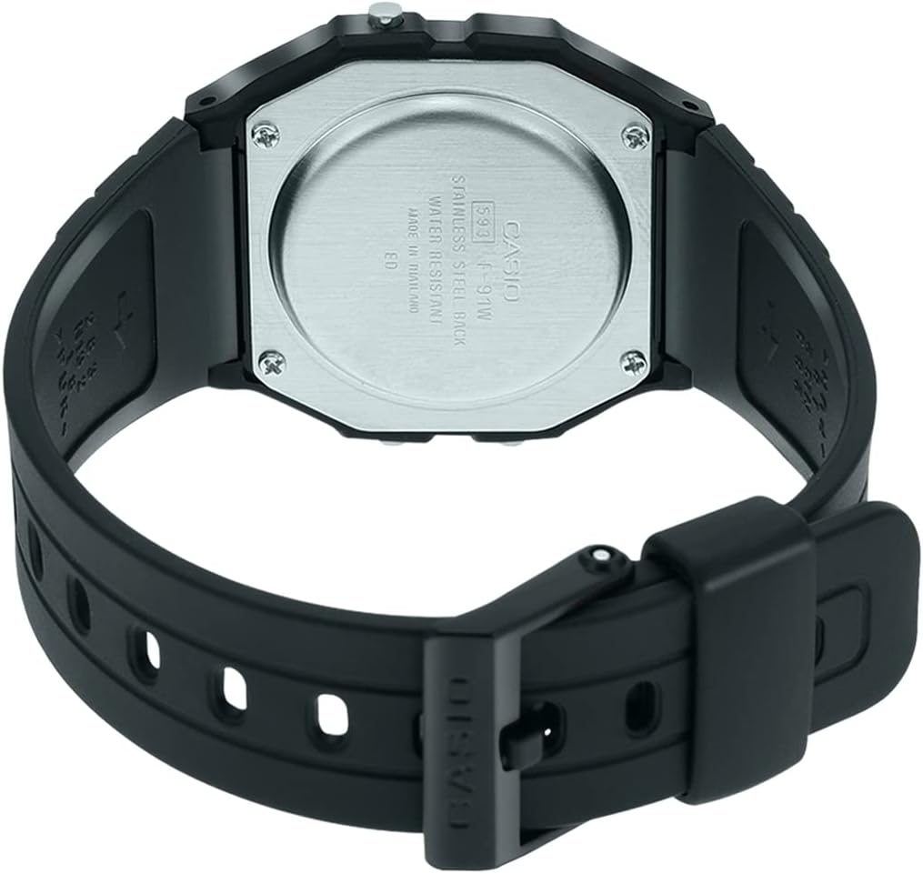 HOTCasio F-91W-3DG - Black Watch, Black/White, Strap