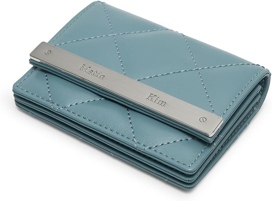 HOTMatin Kim, Puff Quilt Wallet for Women (Blue)
