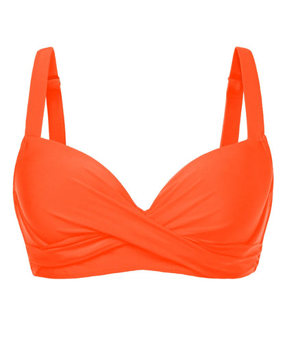 HOTWomen Underwire Bikini Top - Bra Padded Push Up Swimsuit Top | Twist Front Design, Wide Adjustable Straps,Unremovable Cups for Fixed Lift,Full Lining,3-gear Adjustable Hook Closure