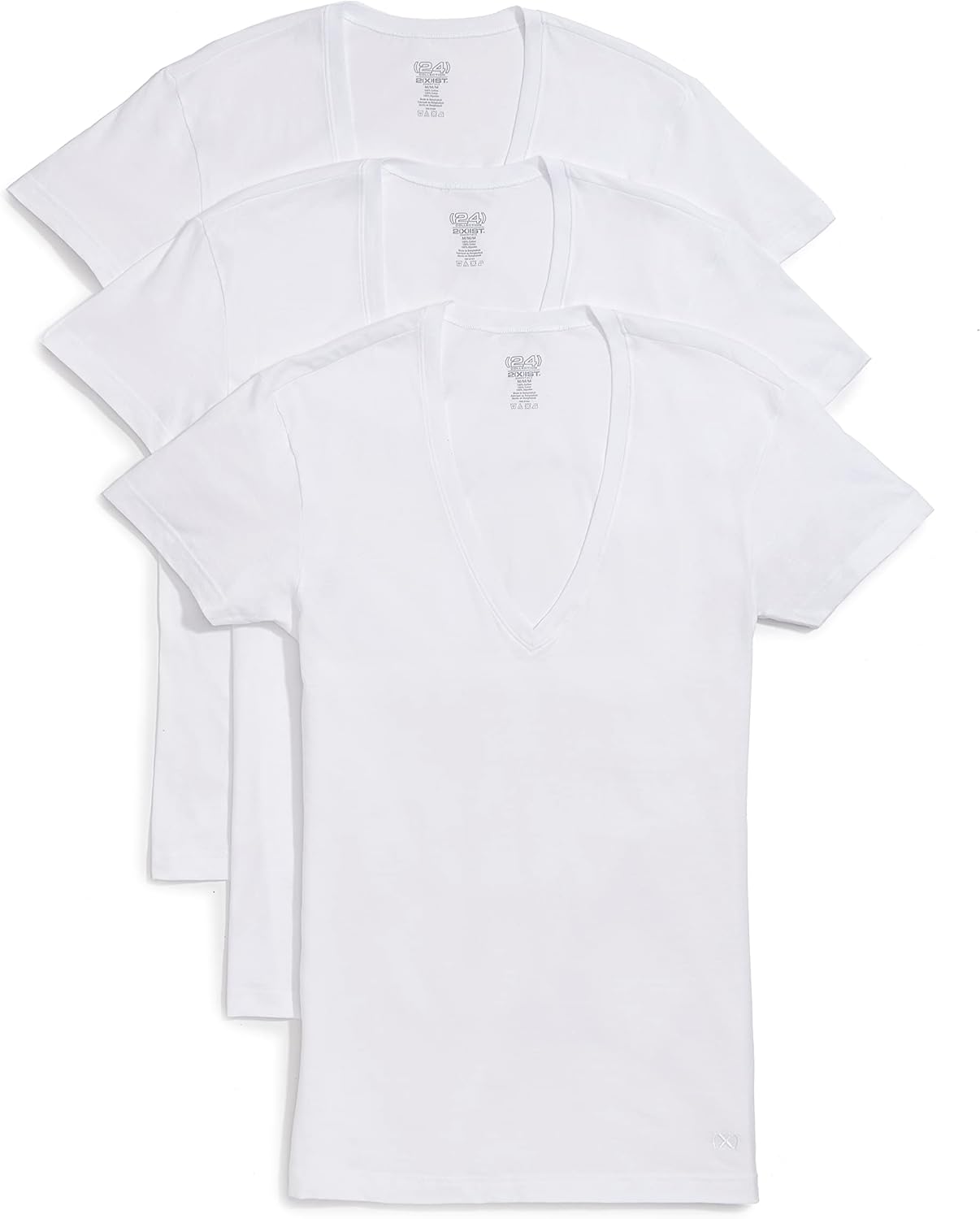 HOT2(X) IST Men's Essential Cotton Slim Fit Deep V-Neck T-Shirt 3-Pack