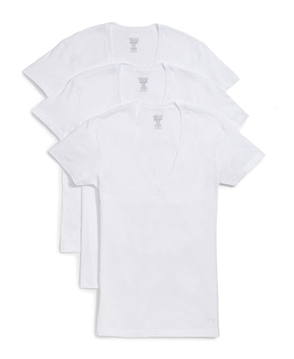 HOT2(X) IST Men's Essential Cotton Slim Fit Deep V-Neck T-Shirt 3-Pack
