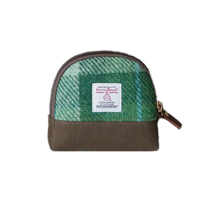 HOTHarris Tweed Women’s Small Coin Purse | Period Bag | Canvas & Wool Change Pouch with YKK Zipper (Blue pink)