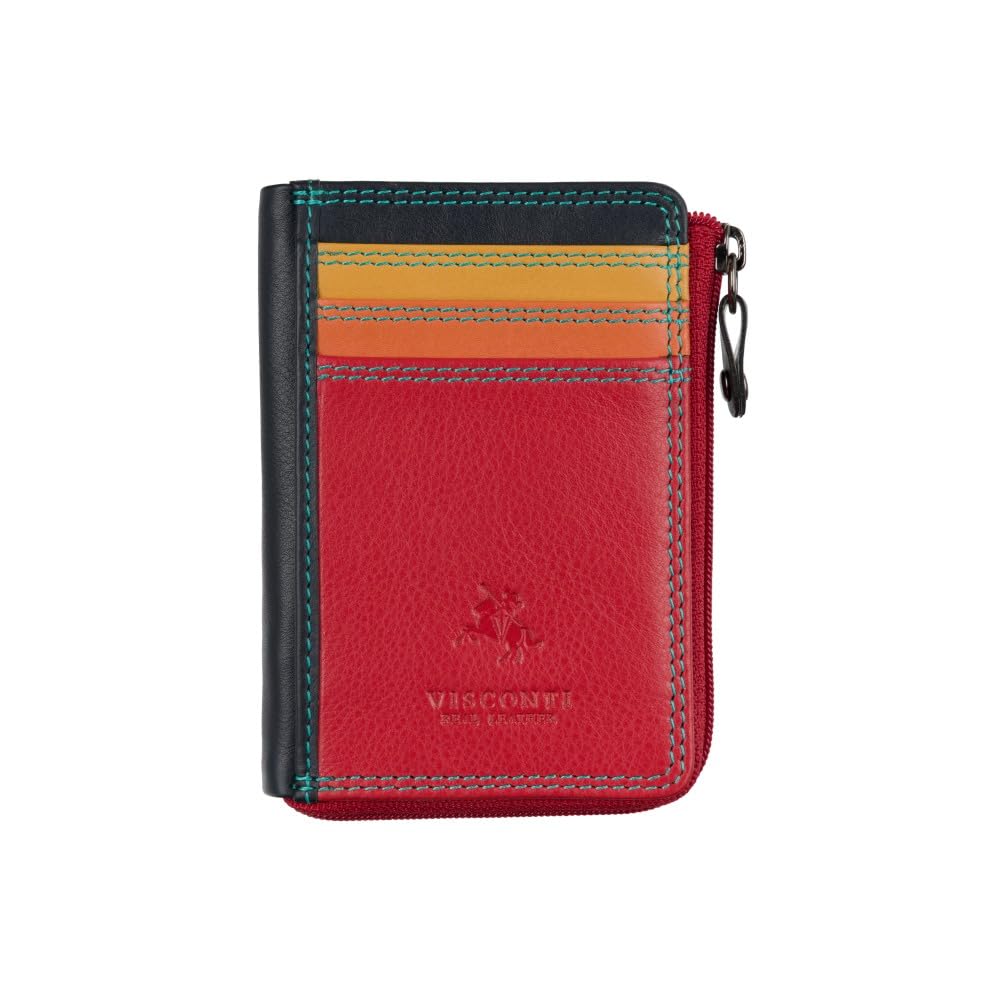 HOTVISCONTI RB110 Phi Phi Womens Leather Slim Zipped ID Credit Card Holder Wallet/Purse (Plum)