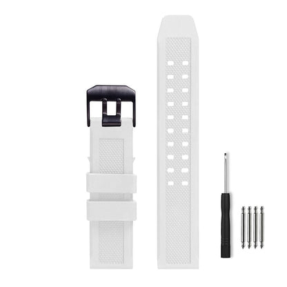HOT23mm Rubber Watch Strap Fits 3050 8800 3950 Series Silicone Replacement Band with Black/Silver Buckle Waterproof (Black - Black Buckle)