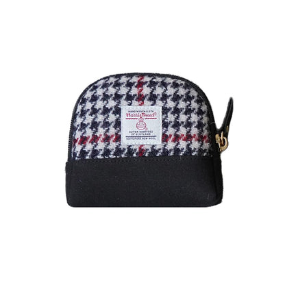 HOTHarris Tweed Women’s Small Coin Purse | Period Bag | Canvas & Wool Change Pouch with YKK Zipper (Blue pink)