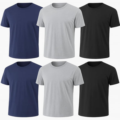 HOT6-Pack Bulk Men’s T-Shirts – Soft Pre-Shrunk Premium Cotton, Short Sleeves, Reinforced Collar, Crew Neck, Casual Fit