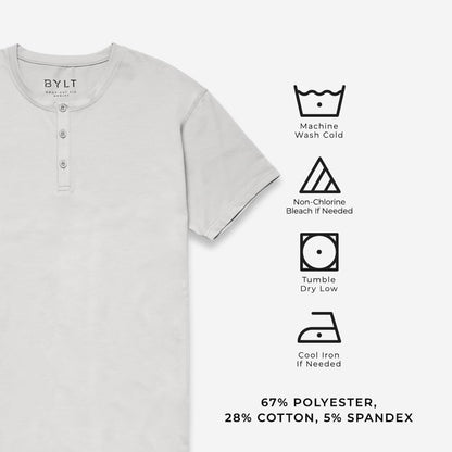 HOTBYLT Drop-Cut Henley Shirts for Men, 3-Button Closure, Short Sleeve, Casual T-Shirt, Soft & Breathable, Wrinkle Resistant
