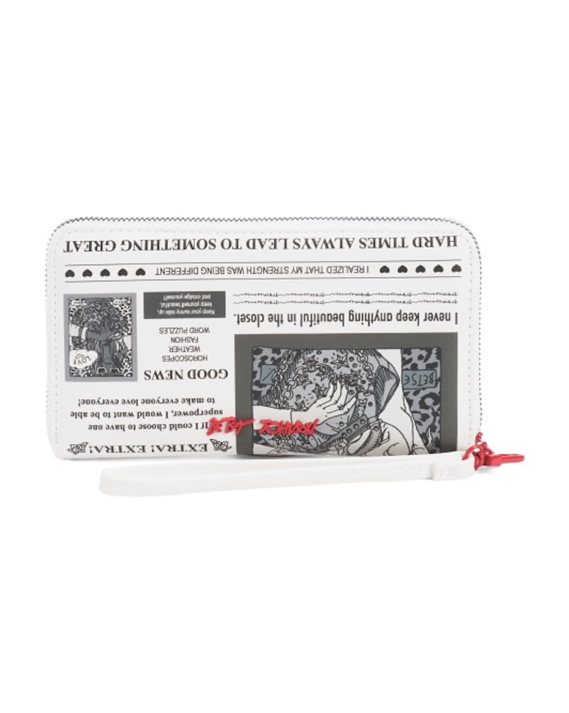 HOTBetsey Johnson Skulls Wristlet Wallet, Black, Embossed Skull Design with Detachable Strap, 8x4.5 Inches