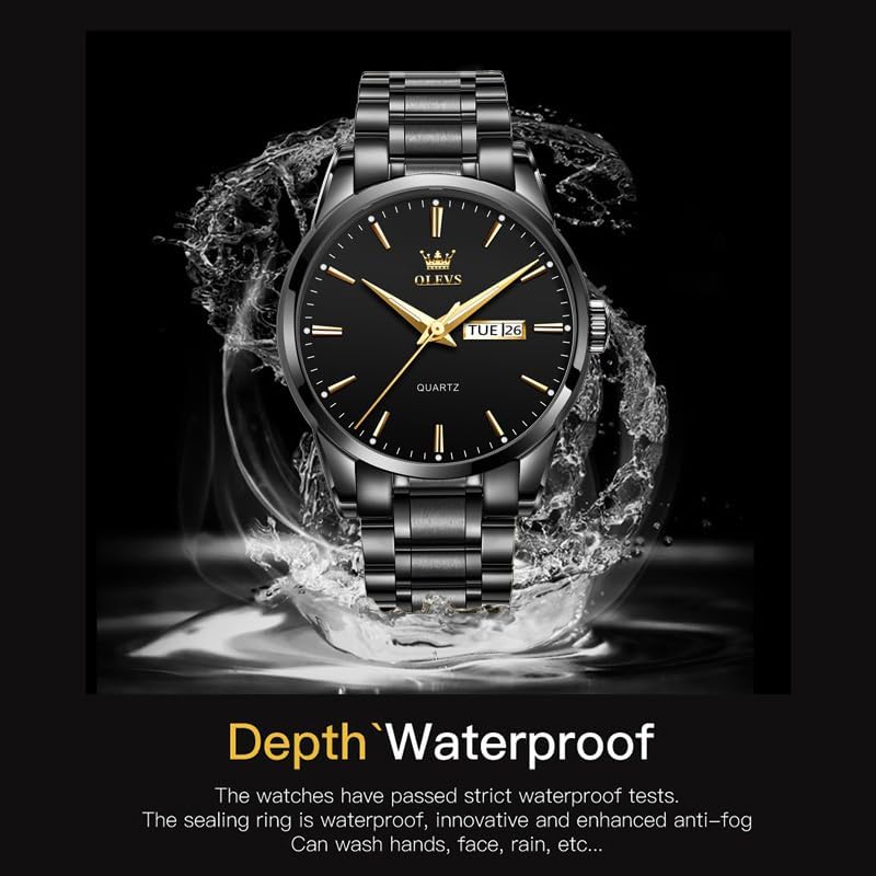 HOTOLEVS Mens Gold Watches Waterproof Stainless Steel Lightweight Watch with Date Classic Luxury Dress Watch for Men Gold White Blue Green Dial