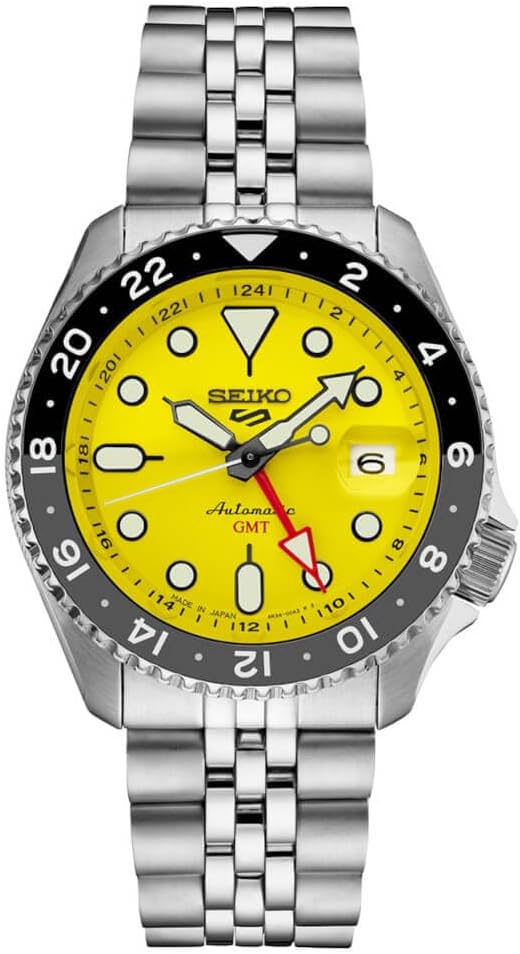 HOTSEIKO Automatic Watch for Men - 5 Sports Collection - Men's Sport Watch, Stainless Steel, GMT Hand - Water-Resistant 100M