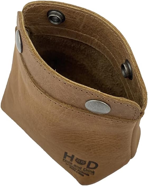 HOTHide & Drink, Leather Double Snap Pouch, Coin Purse, Cash & Card Holder, Cable Organizer, Makeup, Handmade Includes 101 Year Warranty (Single Malt Mahogany)