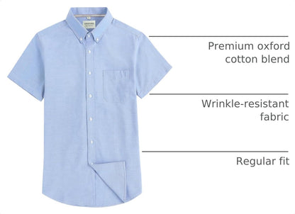 HOTMen's Oxford Dress Shirt Short Sleeve Button Down Shirts Business Casual with Chest Pocket for Gifts