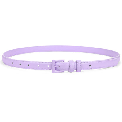 HOTSUOSDEY Women Skinny Belt for Jeans Dresses Candy Color Thin Waist Belt with Square Buckle 0.7" Width