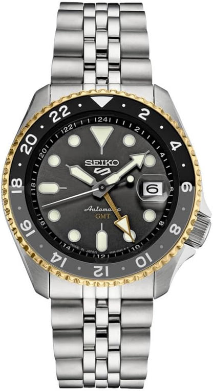 HOTSEIKO Automatic Watch for Men - 5 Sports Collection - Men's Sport Watch, Stainless Steel, GMT Hand - Water-Resistant 100M
