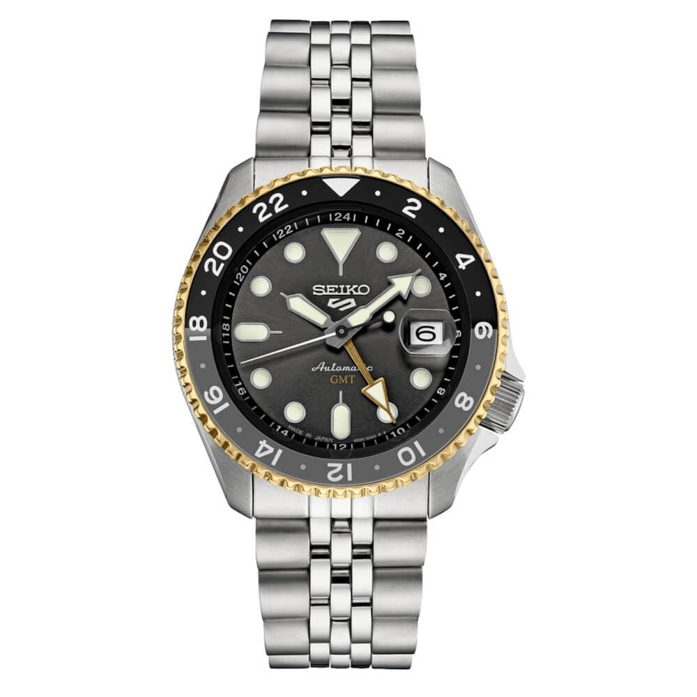 HOTSEIKO Automatic Watch for Men - 5 Sports Collection - Men's Sport Watch, Stainless Steel, GMT Hand - Water-Resistant 100M