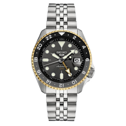 HOTSEIKO Automatic Watch for Men - 5 Sports Collection - Men's Sport Watch, Stainless Steel, GMT Hand - Water-Resistant 100M