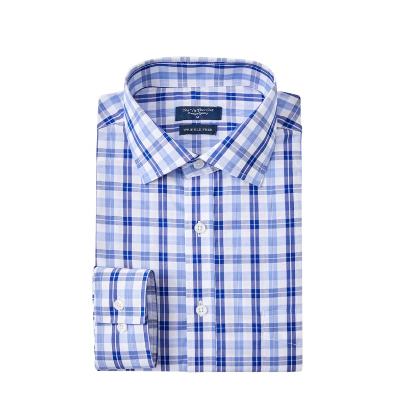 HOTYear In Year Out Wrinkle Free Dress Shirt for Men Regular Fit Long Sleeve Wrinkle Resistant Shirt
