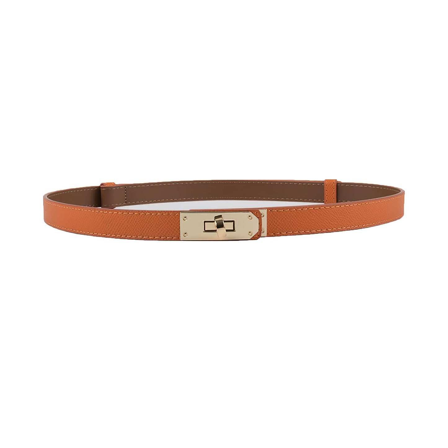 HOTFENLDY Adjustable Thin Belts For Womens Skinny Belts For Dresses Womens Solid Color Alloy Turn Lock Belts For Jeans