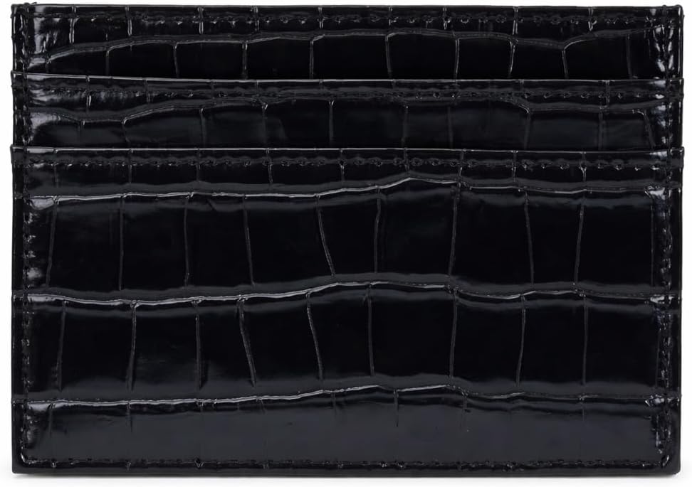 HOTCrocodile Print Slim Cardholder, Women's Wallet, Leather Texture Card Holder (black)