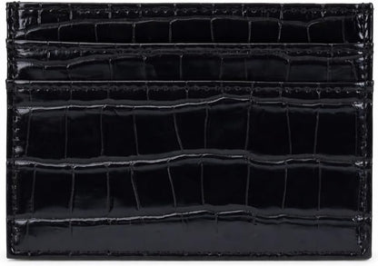 HOTCrocodile Print Slim Cardholder, Women's Wallet, Leather Texture Card Holder (black)
