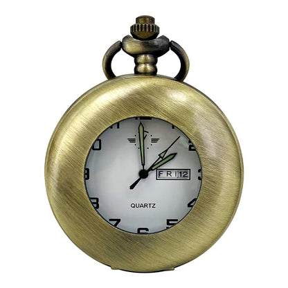 HOTBOSHIYA Smooth Quartz Pocket Watches for Men Classic Arabic Digital Luminous Dial & Day Date Pocket Watch with Chain Christmas Graduation Birthday Gifts