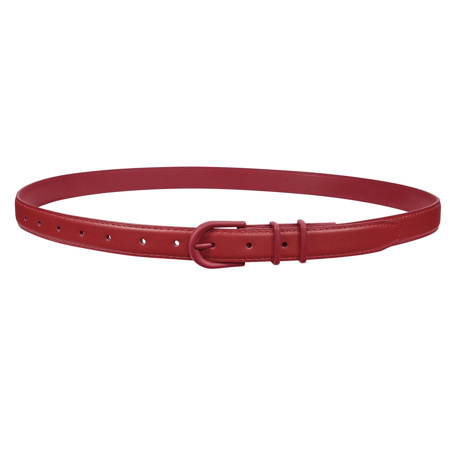 HOTJASGOOD Women Skinny Leather Belt for Jeans Pants Fashion Ladies Thin Belt for Dress with Gold Single Prong Buckle