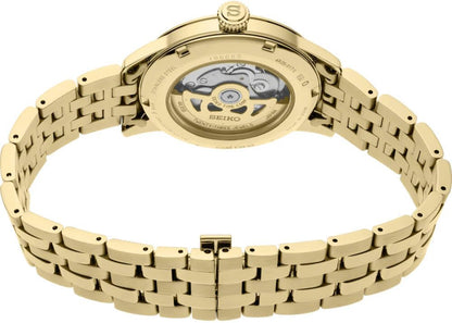 HOTSEIKO Automatic Watch for Men - Presage Cocktail Time - Patterned Dial | Gloss Finish, Date Calendar, Stainless Steel, Water-Resistant 50M, 41-Hour Reserve Power, See-Through Caseback