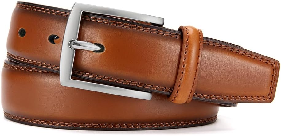 HOTDOOPAI Mens Dress Belt - Genuine Leather Dress Belts For Men,Casual Suit Jeans Belt-Single Prong Buckle black belt