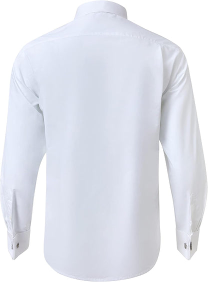 HOTYear In Year Out French Cuff Wrinkle Free Dress Shirt for Men Regular Fit Long Sleeve Wrinkle Resistant Shirt