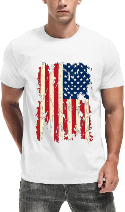 HOTMens Air Force Patriotic Shirts American Flag T-Shirt 4th of July Short Sleeve USA Memorial Day Tee Tops