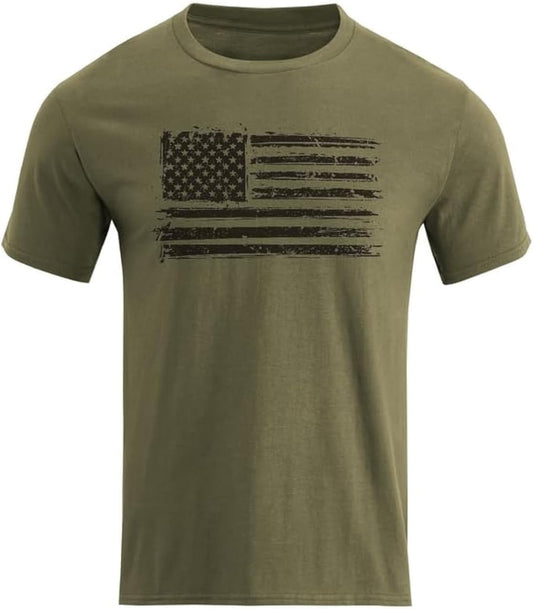 HOTH HYFOL Men's Graphic T-Shirts USA Flag Cotton Short Sleeve American Patriotic Crewneck Casual Regular Tee Shirts