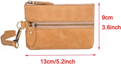 HOTSoft Leather Wallet, Wristlet Clutch Purses for Women,Key Case Leather Pouch, Keychain Wallet with 6 Hook,Travel Organizer, Brown
