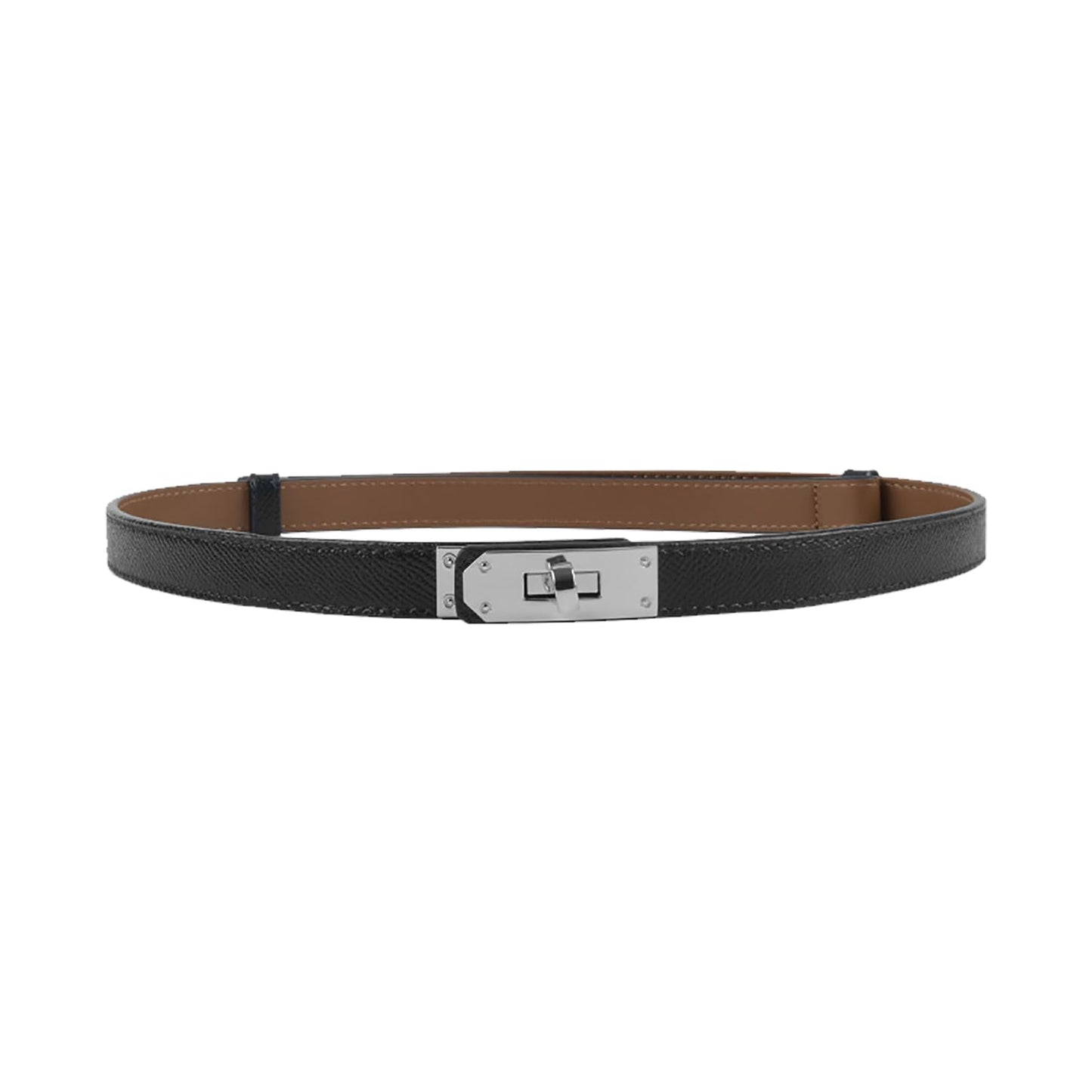 HOTANHAISHUILV Women's Skinny Leather Belt with Adjustable Golden Turn-Lock Buckle - Ideal for Dresses, Jeans, and Coats