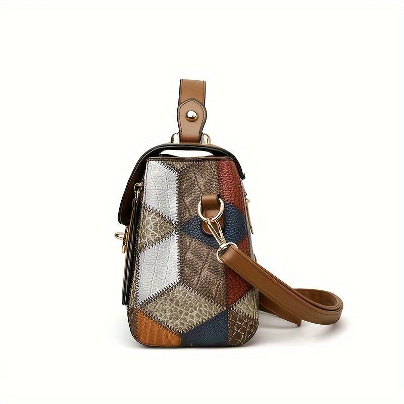 today's deals，No middlemen to make the difference! Retro Geometric Pattern Handbag, Fashion Mini Crossbody Bag, Women's Buckle Decor Shoulder Purse
