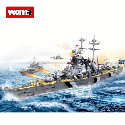 Building Block Aircraft Carrier Bismarck Battle Line Warship Assembly Set - Compatible with Other Building Blocks - Perfect Boys Toy and Bir