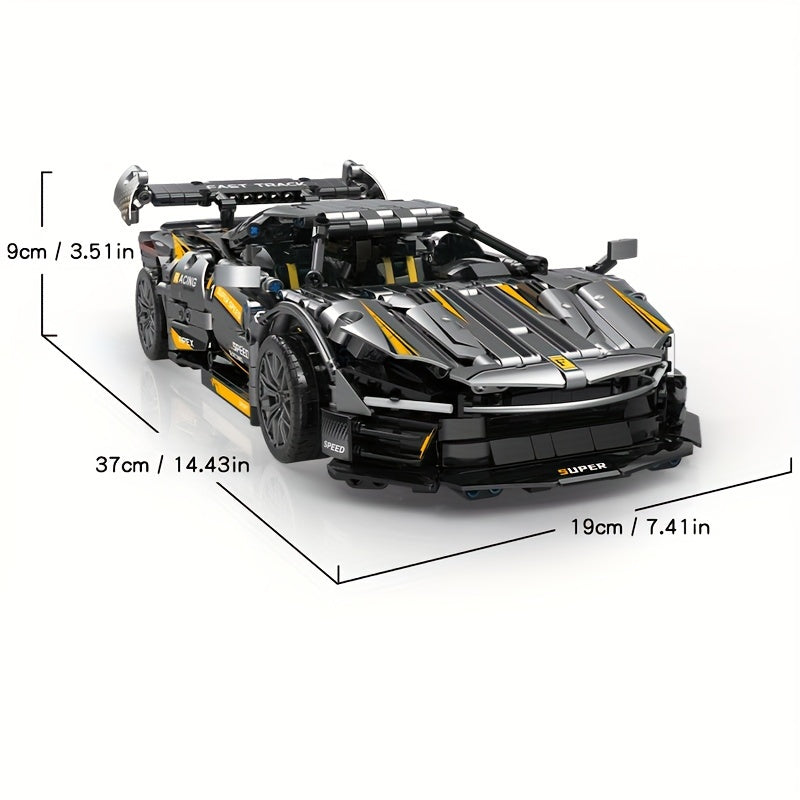 1626-Piece 1:14 Scale Cool Black Sports Car Building Blocks Set - Compatible With Major Brick Brands, Perfect For Youngsters Ages 8-12, Idea