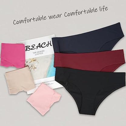 Seamless Underwear for Women No Show Panties Invisibles Briefs Soft Stretch Bikini Underwears 6 Pack