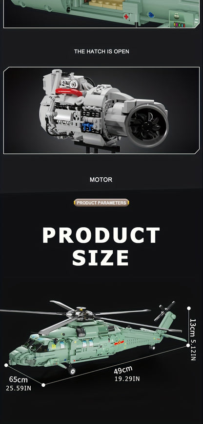 1834pcs Military Helicopter Building Blocks - Assemble Your Own Armed Aircraft for Fun and Learning