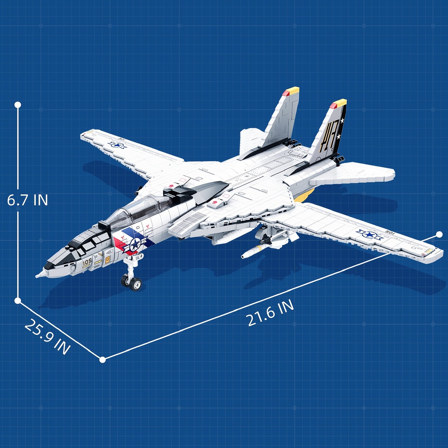 F-14 Jet Fighter Plane Tomcat Military Building Set for Adult, 1:34 Army Model Jet Fighter Plane 1600 Pcs