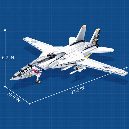 F-14 Jet Fighter Plane Tomcat Military Building Set for Adult, 1:34 Army Model Jet Fighter Plane 1600 Pcs