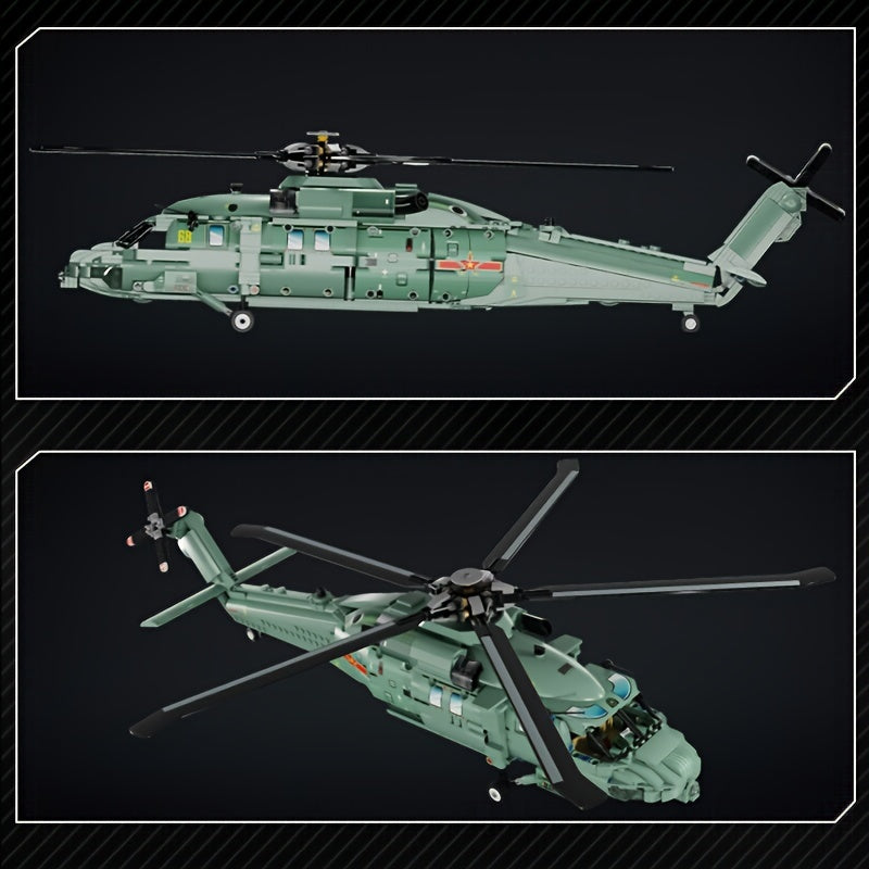 1834pcs Military Helicopter Building Blocks - Assemble Your Own Armed Aircraft for Fun and Learning